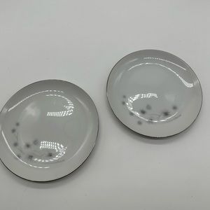 Set of 2  Vintage Creative Platinum Star Burst Bread & Buttern Plate Fine China